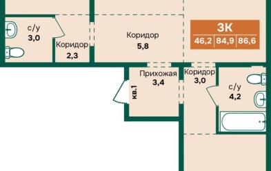 Продается 3 ком.