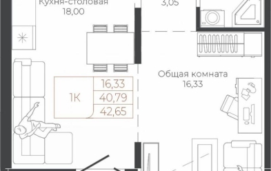 Продается 1 ком.