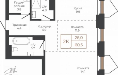 Продается 2 ком.