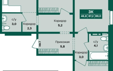 Продается 3 ком.