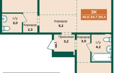 Продается 3 ком.
