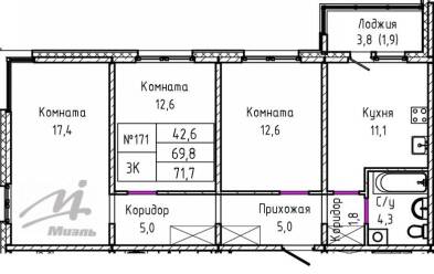 Продается 3 ком.